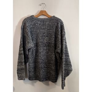 Knitted Men's navy Blue and white chunky sweater